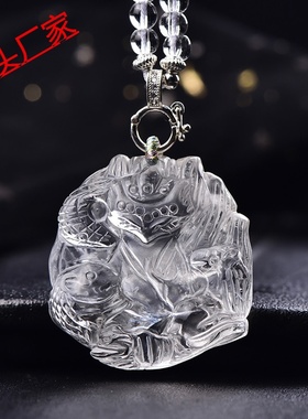 天然白水晶九尾狐毛衣链现货