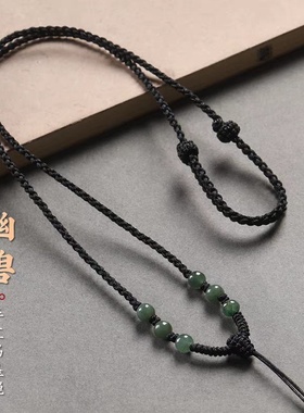 天然翡翠虎眼石手工编织项链绳