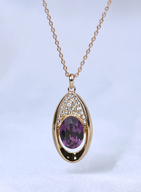 紫色水晶时尚简约轻奢小众锁骨链