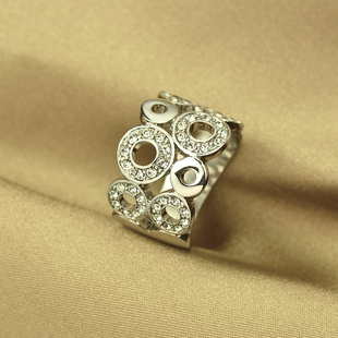 欧美网纹合金指环冷淡风时尚潮高级感小众设计轻奢镀金宽版戒指女