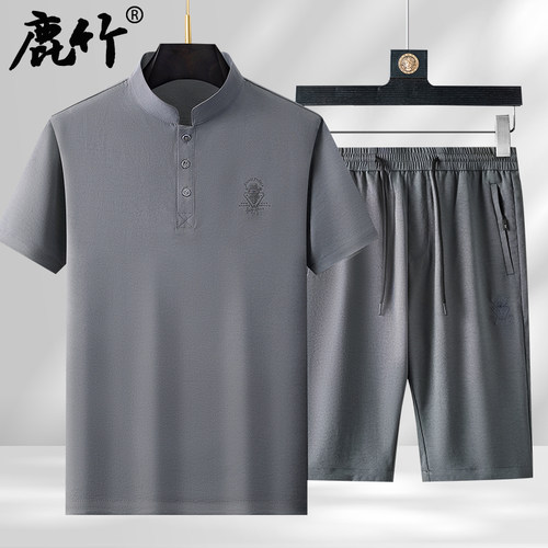 中老年爸爸夏季新中式套装