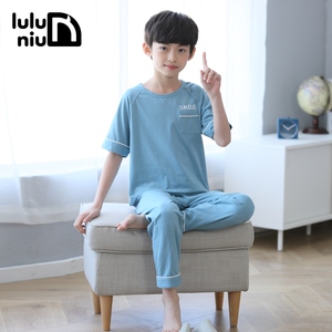 夏季儿童睡衣男童短袖长裤纯棉夏天男孩全棉中大童空调家居服薄款