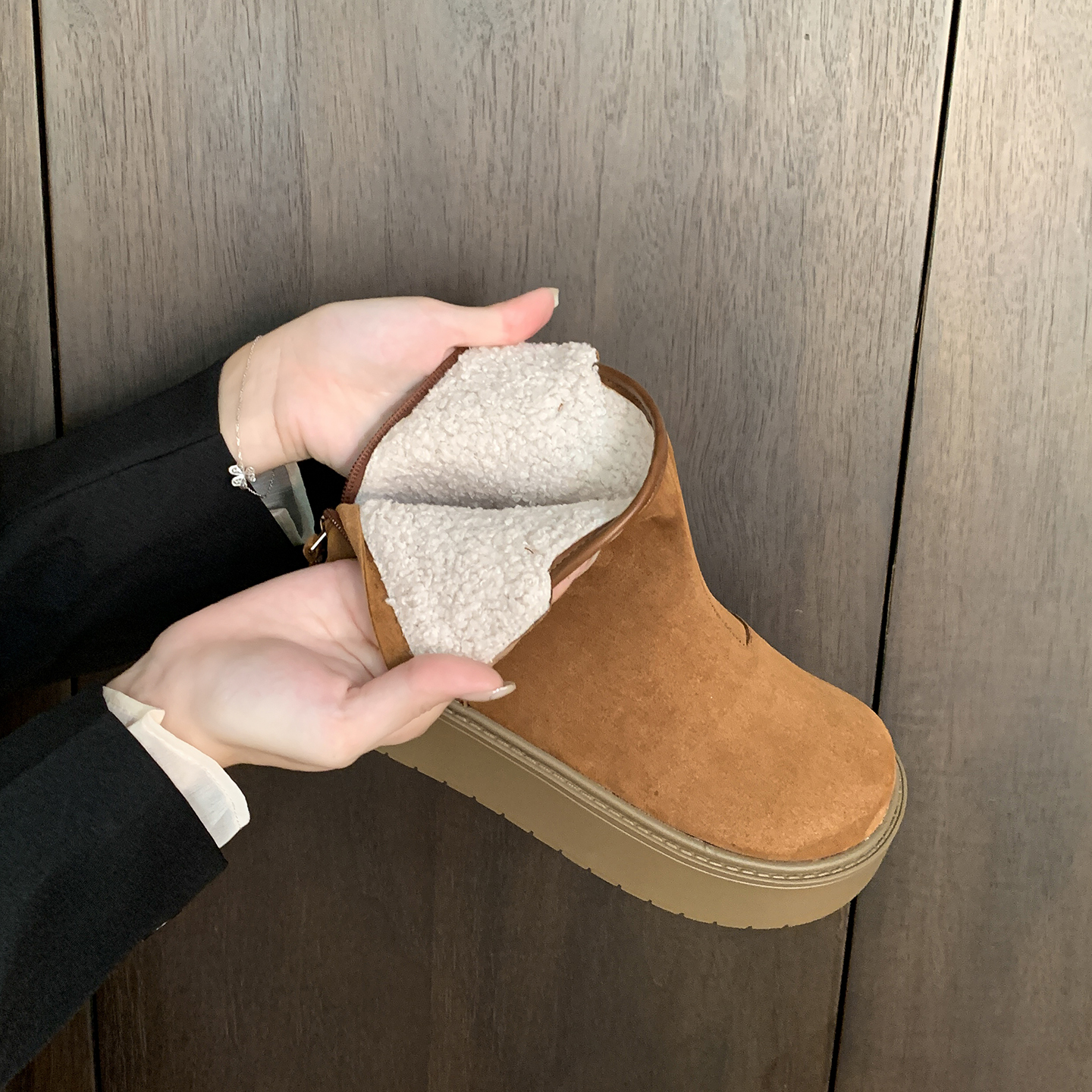 真皮厚底雪地靴女2025新款秋冬