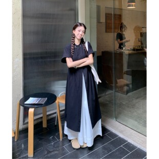 小个子叠穿套装150高级感山本风百搭宽松复古衬衫裙+阔腿长裤xs夏