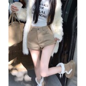 a字包臀休闲s字热裤 145小矮个子纯欲辣妹加绒短裤 女150高腰修身