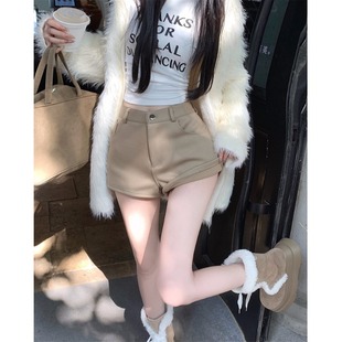 145小矮个子纯欲辣妹加绒短裤女150高腰修身a字包臀休闲s字热裤xs
