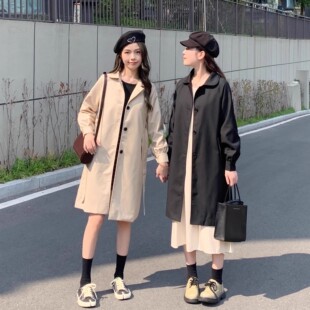 矮小个子风衣外套女150cm百搭显瘦显高设计感宽松中长款大衣xxs秋