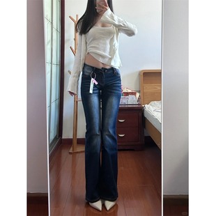小个子微喇叭牛仔裤梨形辣妹显高145CM低腰修身显瘦弹力马蹄裤XS