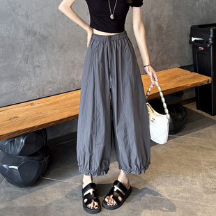 防晒裤 小个子150CM高腰重工甜美木耳边九分裤 145显瘦花边灯笼裤