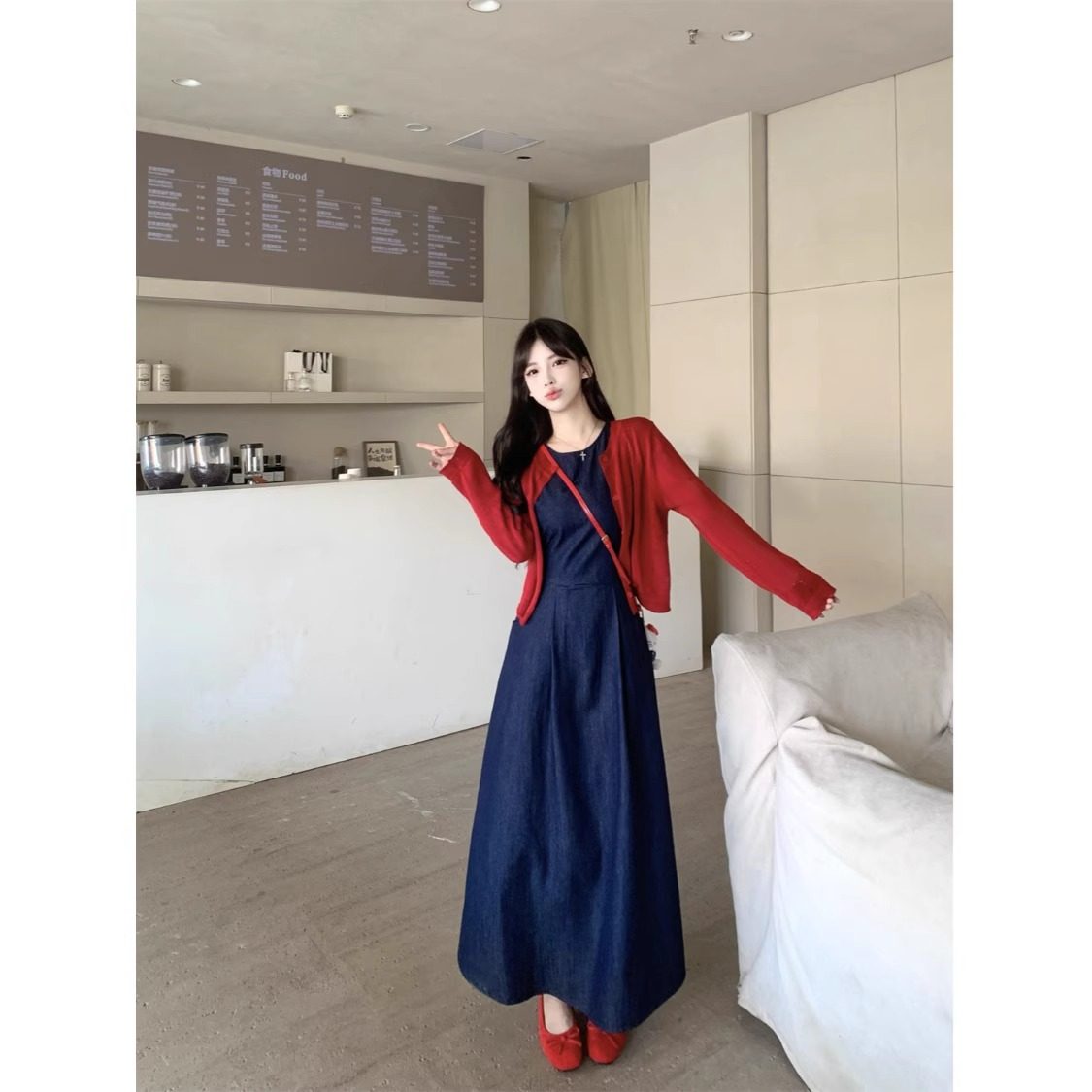 小个子穿搭150cm法式时尚高级感无袖牛仔连衣裙减龄背心裙女xs夏