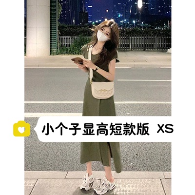 小个子法式设计感连衣裙开叉裙xs