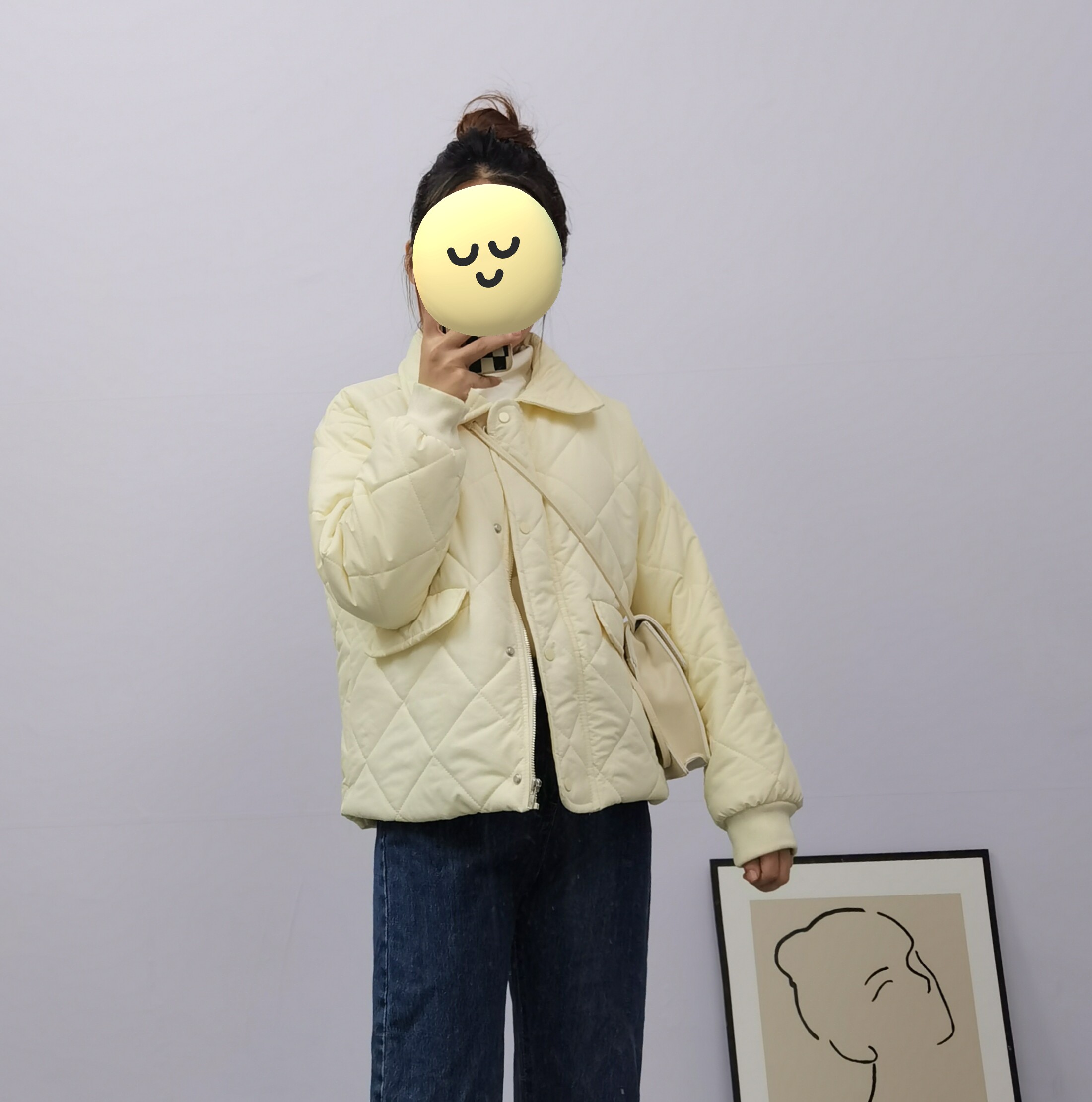 145小个子奶黄色棉服女xxs码春