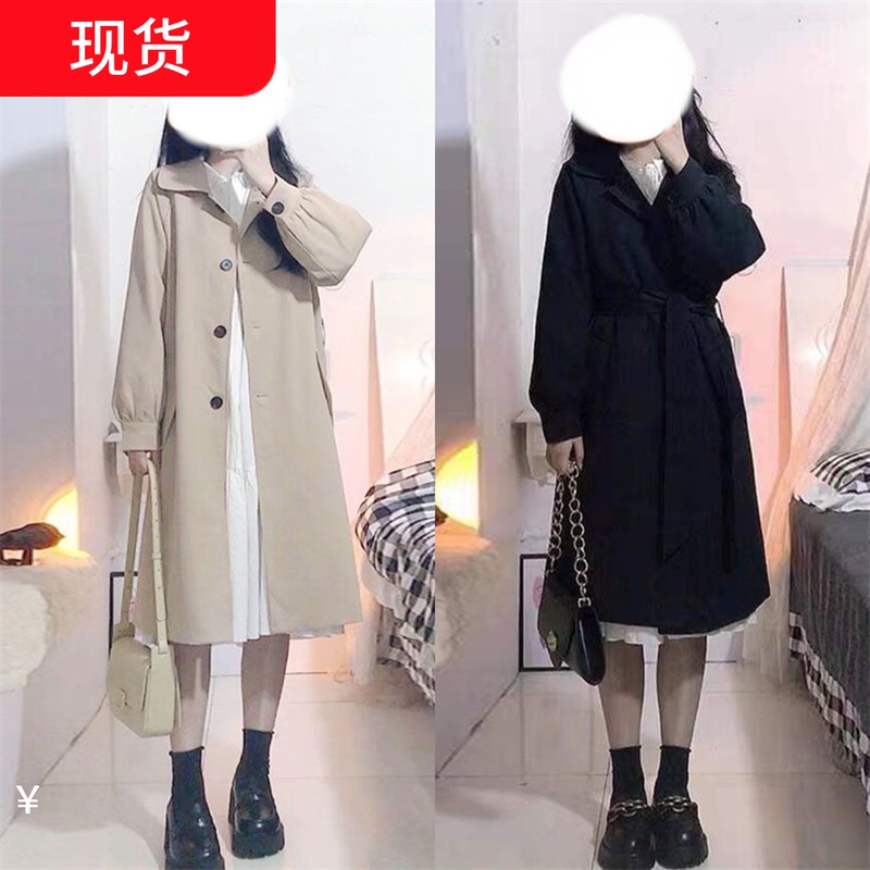 145小个子风衣外套女150cm矮个子显高设计感宽松中长款大衣xxs秋