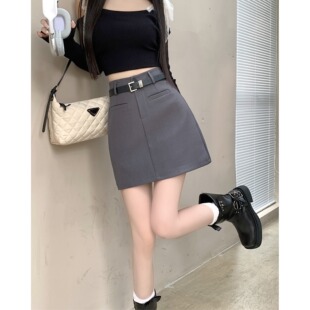 小矮个子145毛呢短裙女150韩版高腰百搭显瘦甜辣A字半身裙xs春季