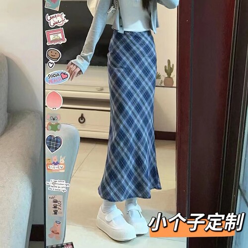 小个子学院风复古格子半身裙xs