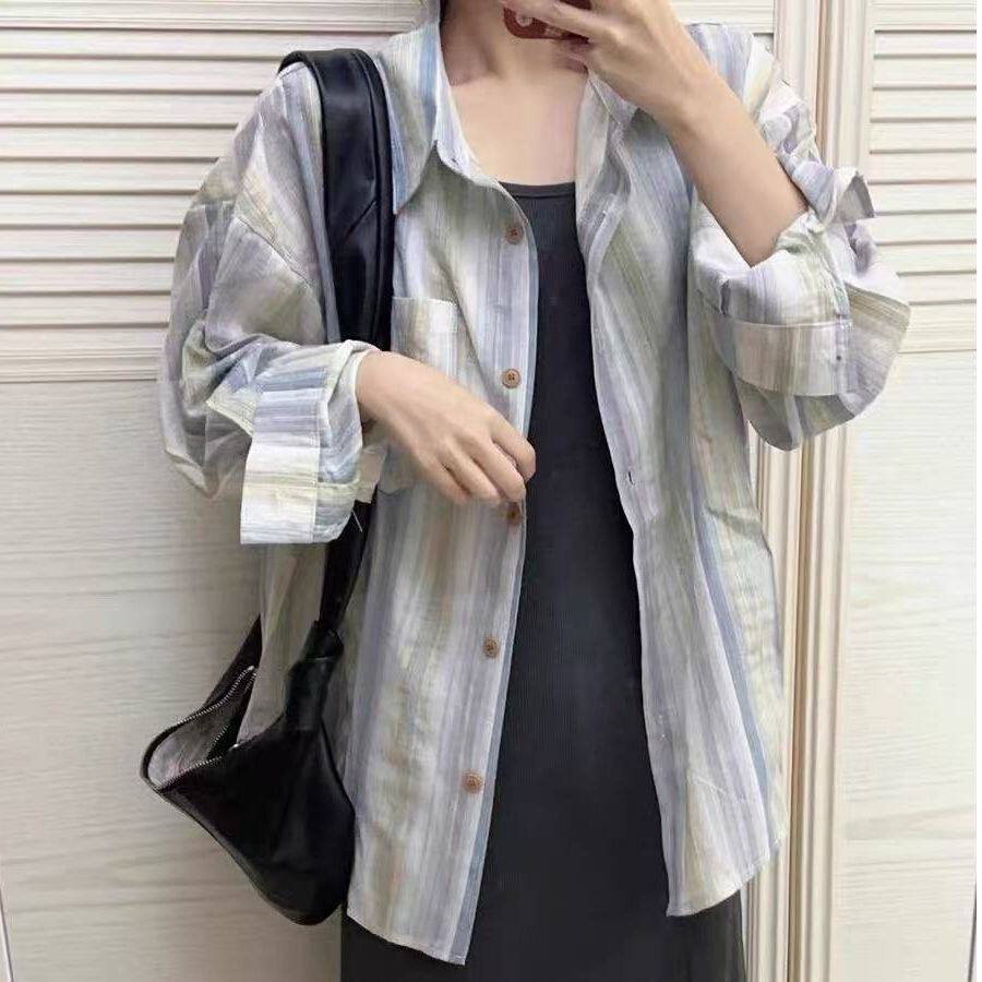 145矮小个子条纹长袖衬衫减龄百搭上衣150夏季设计感防晒开衫xs女