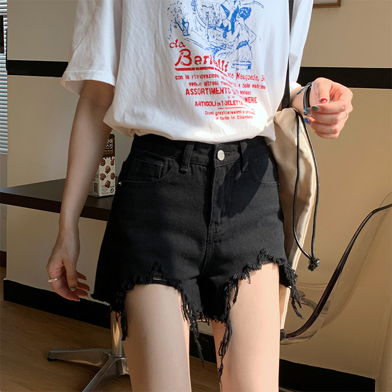 小个子显高穿搭配女150小码高腰毛边流苏牛仔短裤阔腿热裤XS码夏