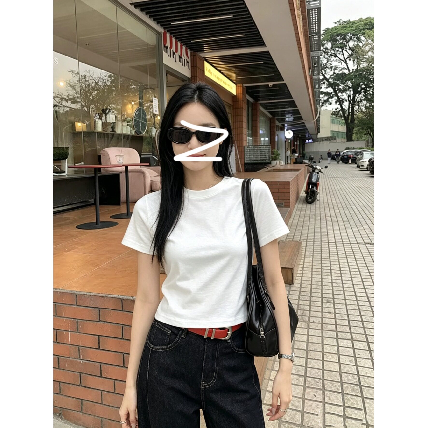 韩系穿搭小个子夏季纯色白色短袖t恤百搭修身150显瘦短款上衣T恤