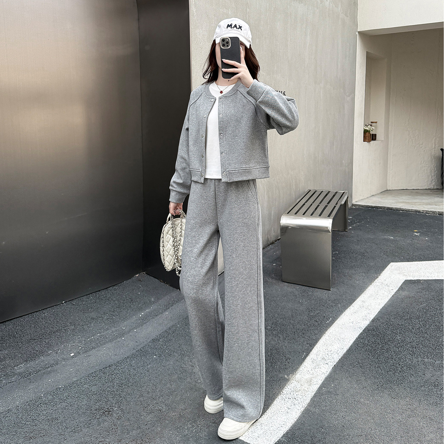 小个子套装减龄百搭145CM显高高腰休闲裤时尚长袖韩版上衣三件套