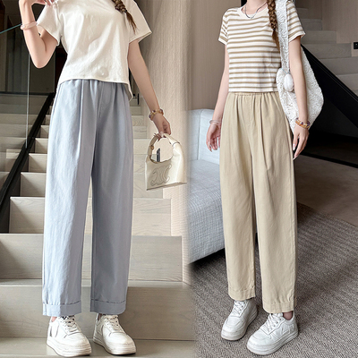 显瘦穿搭145cm矮小个子高腰天丝棉哈伦裤宽松显瘦休闲裤九分裤女