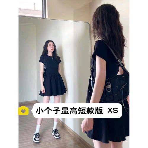 小矮个子复古显高小黑裙连衣裙