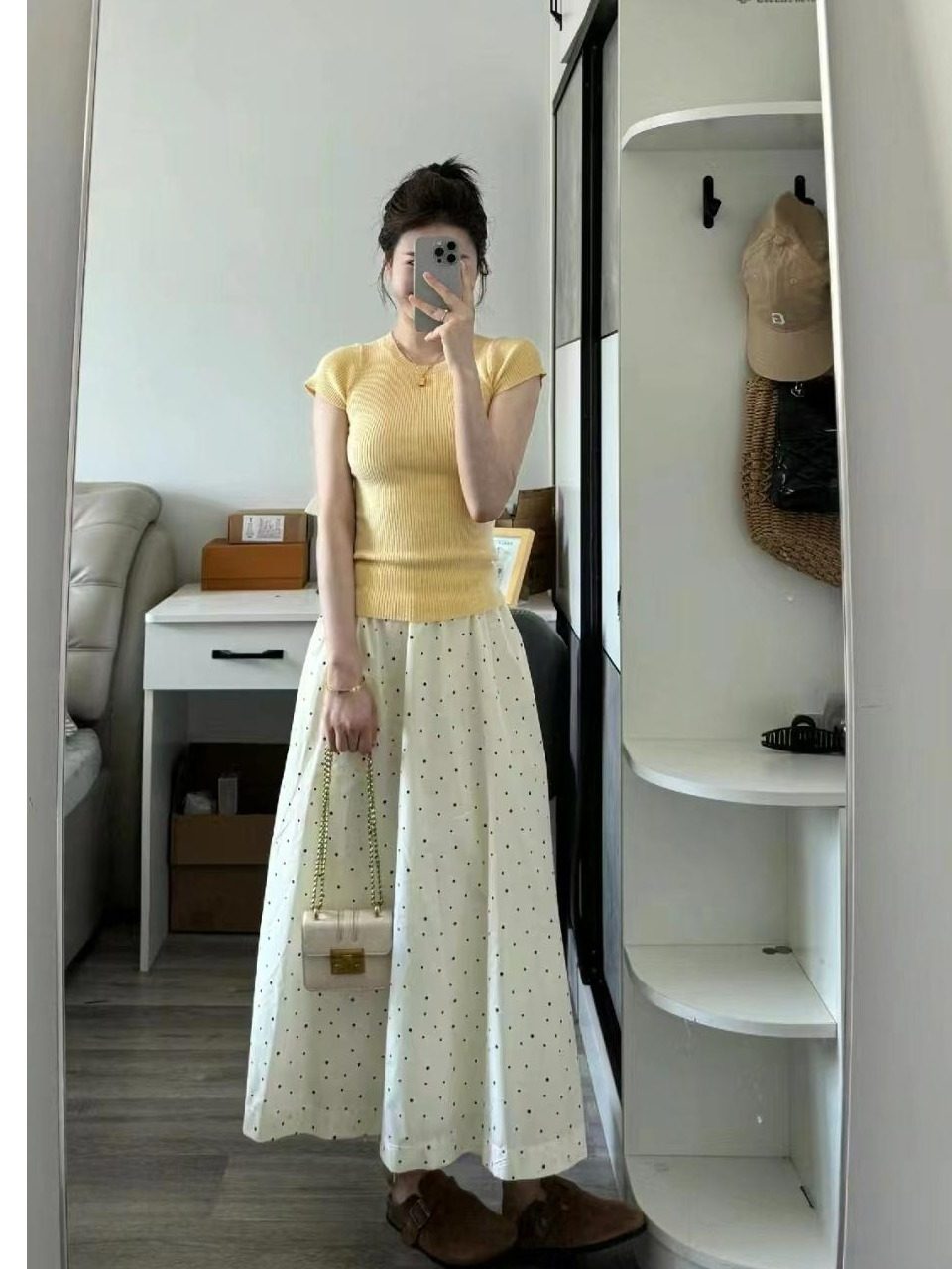 145小个子法式气质白色波点小码连衣裙子套装2024新款女夏xs码女