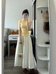 145小个子法式气质白色波点小码连衣裙子套装2024新款女夏xs码女