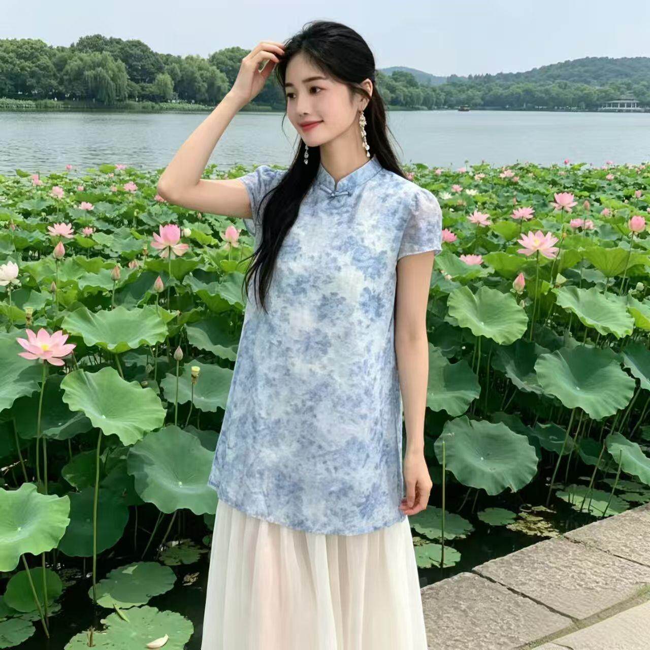 矮小个子150cm气质假两件连衣裙显瘦温婉145新中式旗袍中长裙XS女