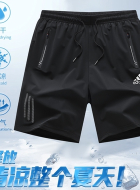 官方正品夏季新款男士短裤冰丝速干宽松篮球裤五分裤拉链口袋透气