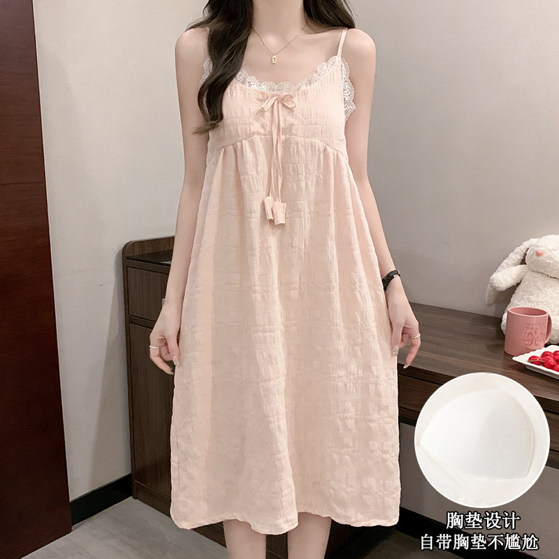 甜美公主风吊带睡裙少女夏季薄款云朵棉带胸垫睡衣2026新款家居服
