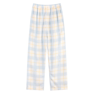 格子珊瑚绒睡裤女长裤秋冬季新款情侣保暖休闲可外穿遛弯家居裤子