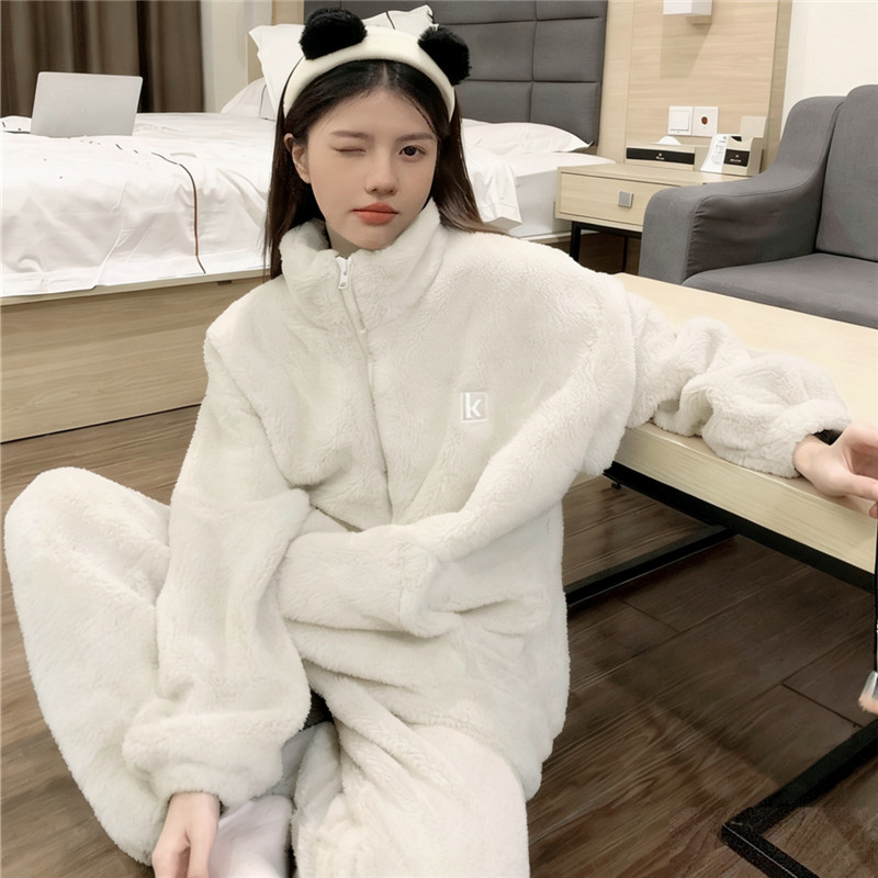 秋冬季新款珊瑚绒睡衣女士加厚宽松加肥大码拉链可外穿家居服套装,女士内衣/男士内衣/家居服,睡衣/家居服套装,淘宝优惠券,粉丝福利购,淘宝优惠卷