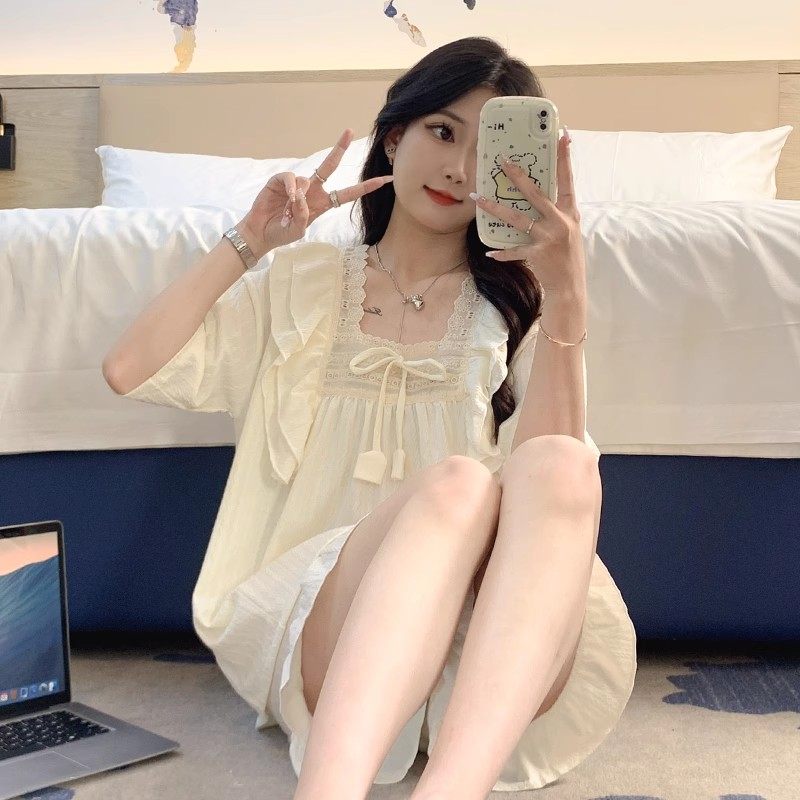 奶fufu睡衣女款夏季纯棉短袖短裤两件套装可爱甜美公主家居服夏天