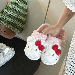 室内家居可爱保暖防滑居家鞋 子 女HelloKitty秋冬新款 三丽鸥棉拖鞋