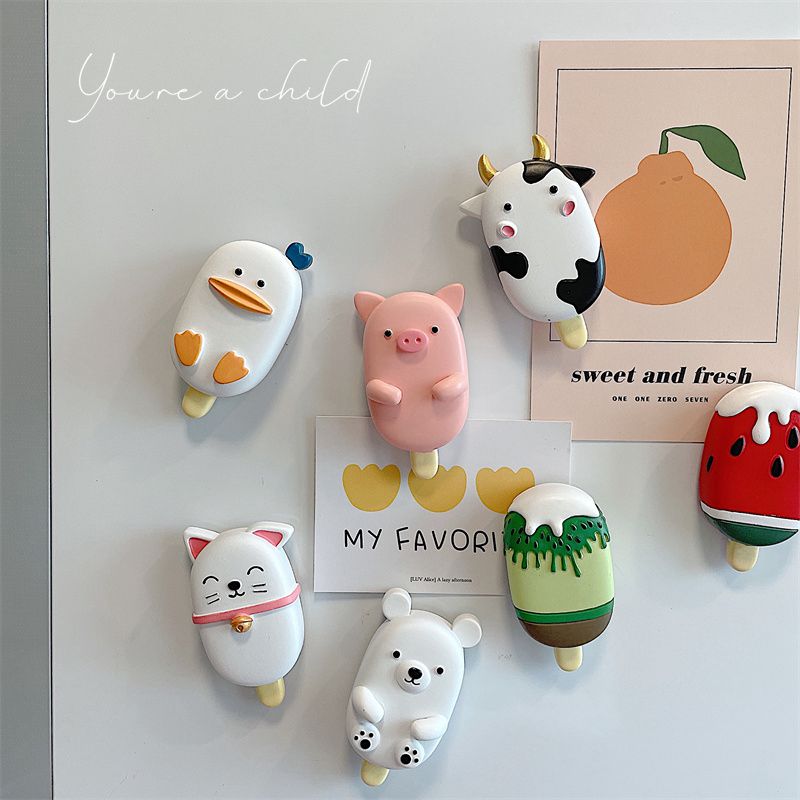 冰淇淋动物雪糕水果冰箱贴立体创意磁性贴明信片装饰留言贴吸铁石
