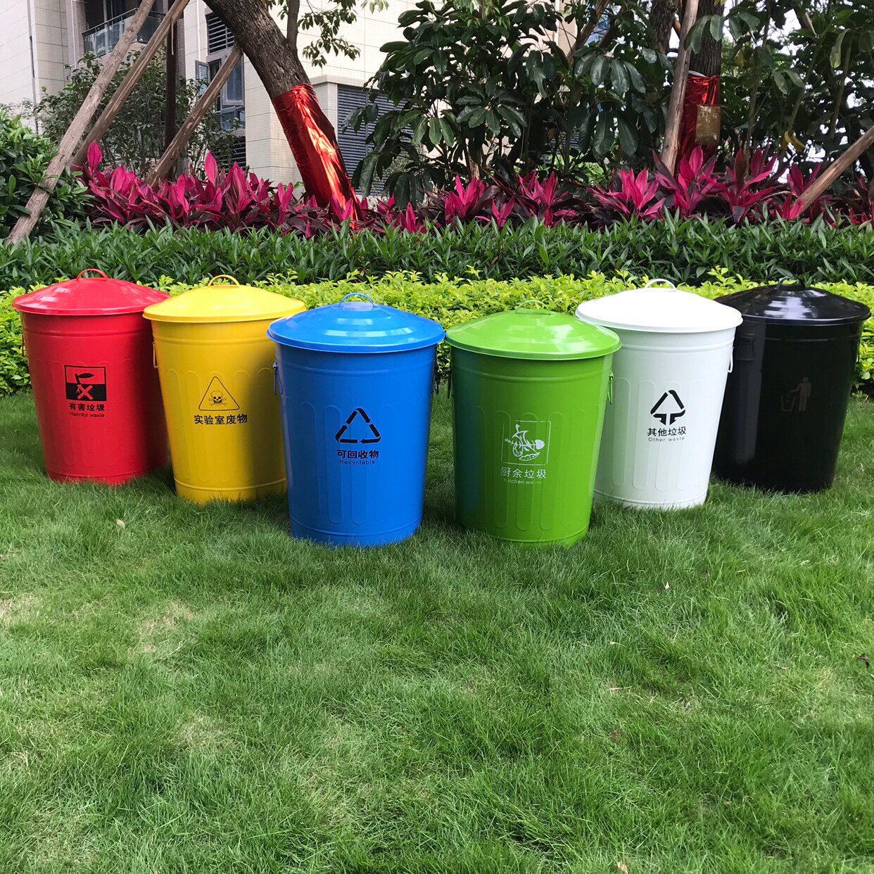 环保分类大号户外铁皮桶烤漆室外小区果皮箱