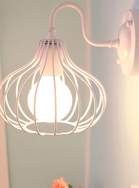 MAY美灯浪漫温馨田园铁艺壁灯卧室餐厅现代简约LED床头黑白色美式