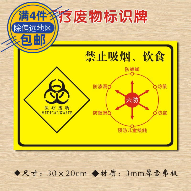 医疗废物六防医院诊所医疗废物警示牌医药标识牌YLFW018