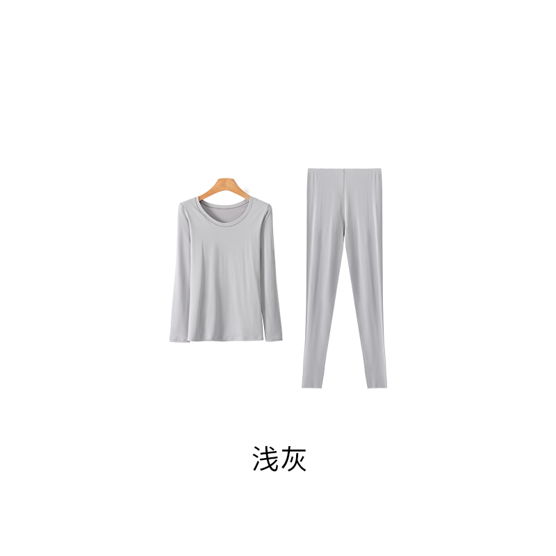 【钱老板粉丝专享】女款圆领香蒲绒双磨保暖套装D0333