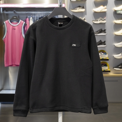 李宁男子圆领加绒保暖卫衣