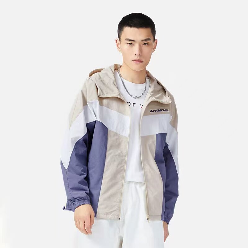 李宁正品秋季男子时尚潮流速干简约百搭宽松开衫风衣长裤AFDS033