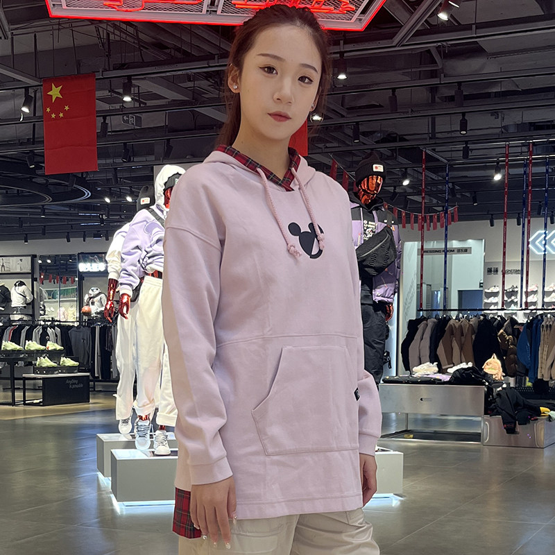 李宁秋季新款米奇联名款女子潮流时尚休闲连帽卫衣AWDP236