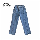 李宁正品 AJQT390 电子竞技系列纯棉休闲运动裤 水洗牛仔长裤 女冬季