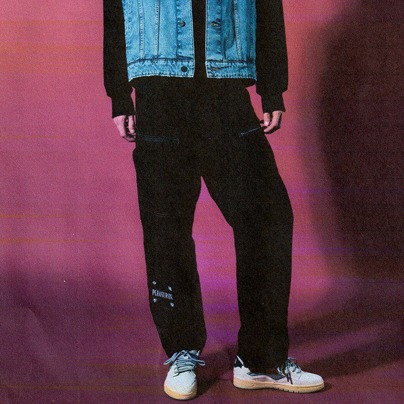 李宁长裤 x PLEASURES联名系列男子宽松舒适直筒休闲长裤AKXU637