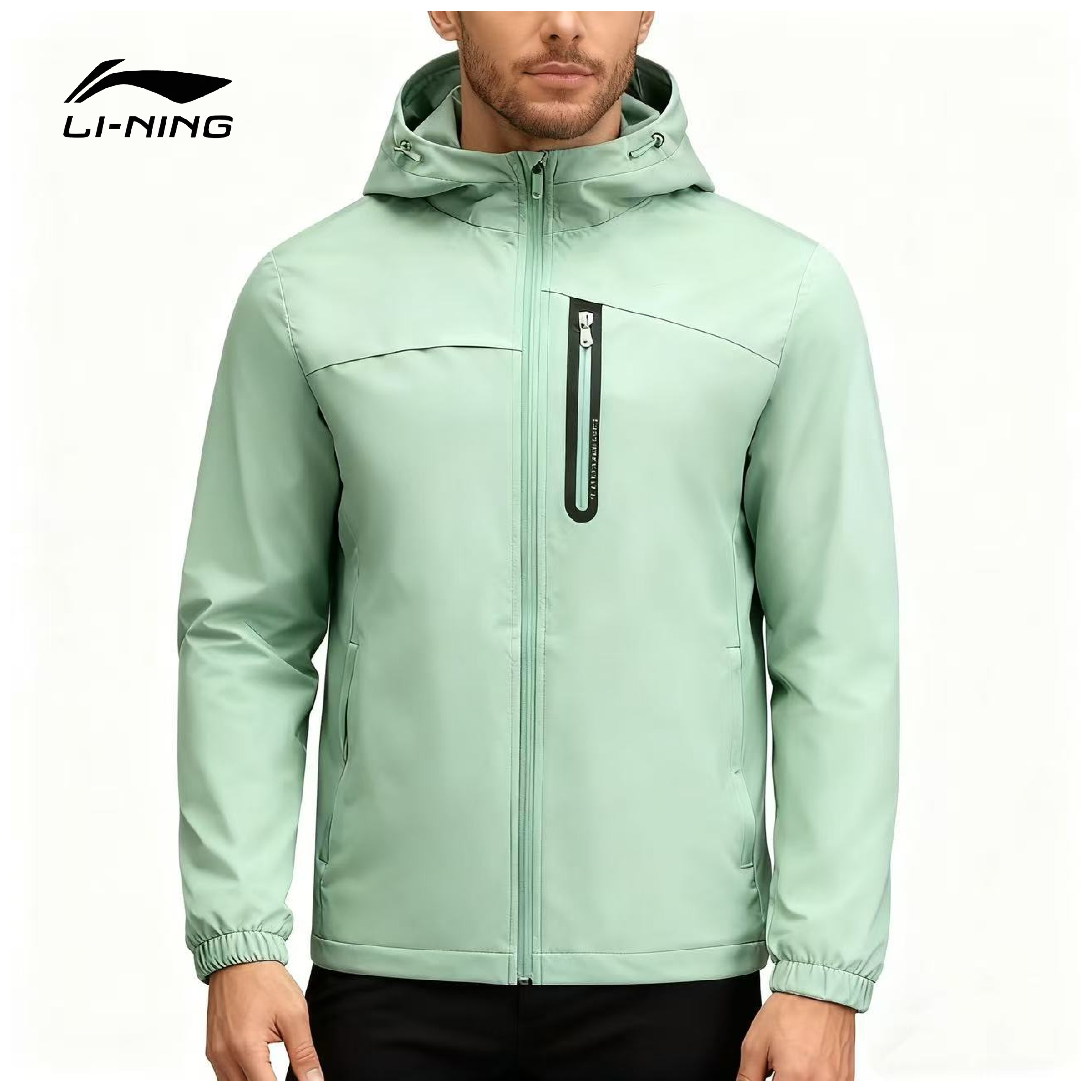 李宁男冬加绒连帽保暖舒适上衣