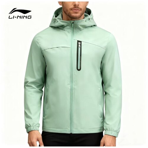 李宁男冬加绒连帽保暖舒适上衣
