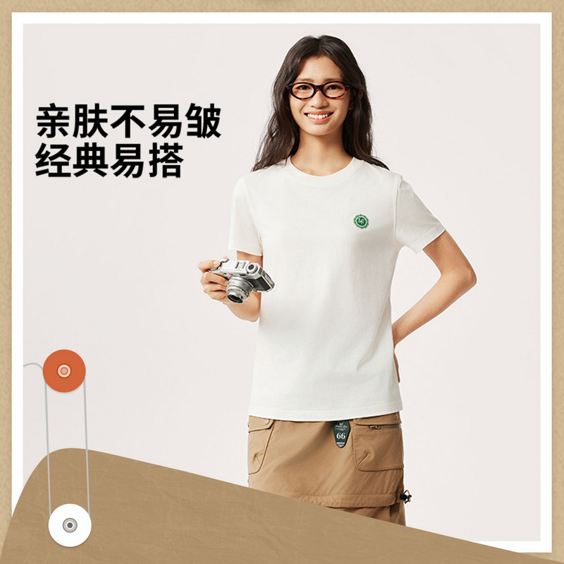 李宁短袖女夏季新款运动潮流系列时尚透气常规圆领文化衫AHSV184