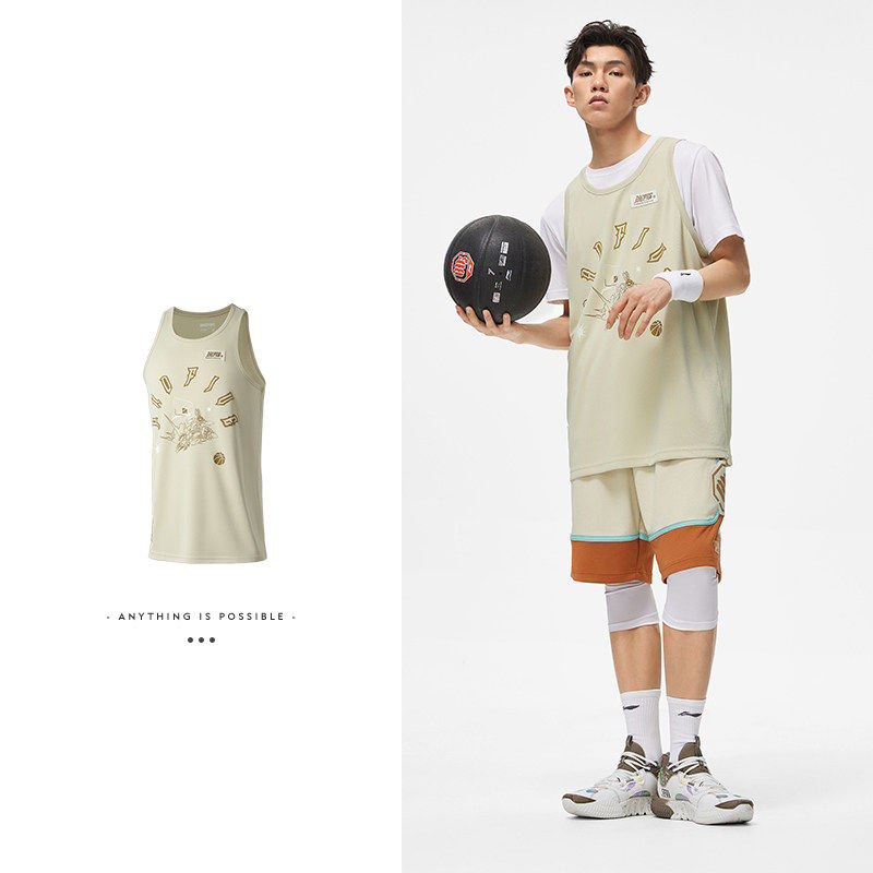 李宁背心男新款反伍系列时尚宽松篮球服运动上衣比赛上衣AAYT009