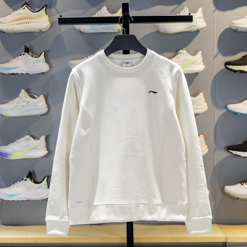 李宁女子圆领加绒保暖套头卫衣