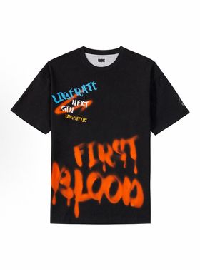 李宁LNG选手系列男子休闲T恤宽松休闲涂鸦风格印花短袖LHSS019